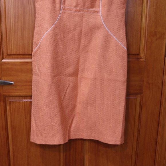 T Tahari Orange Tweed Textured Pencil Dress | Exposed Zipper Raw Edge Career 14 - Picture 7 of 13